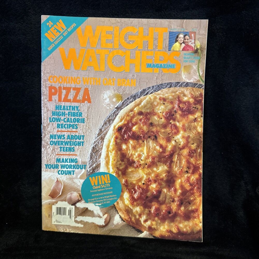 Vintage March 1989 Weight Watchers Magazine Pizza Healthy High Fiber Recipes